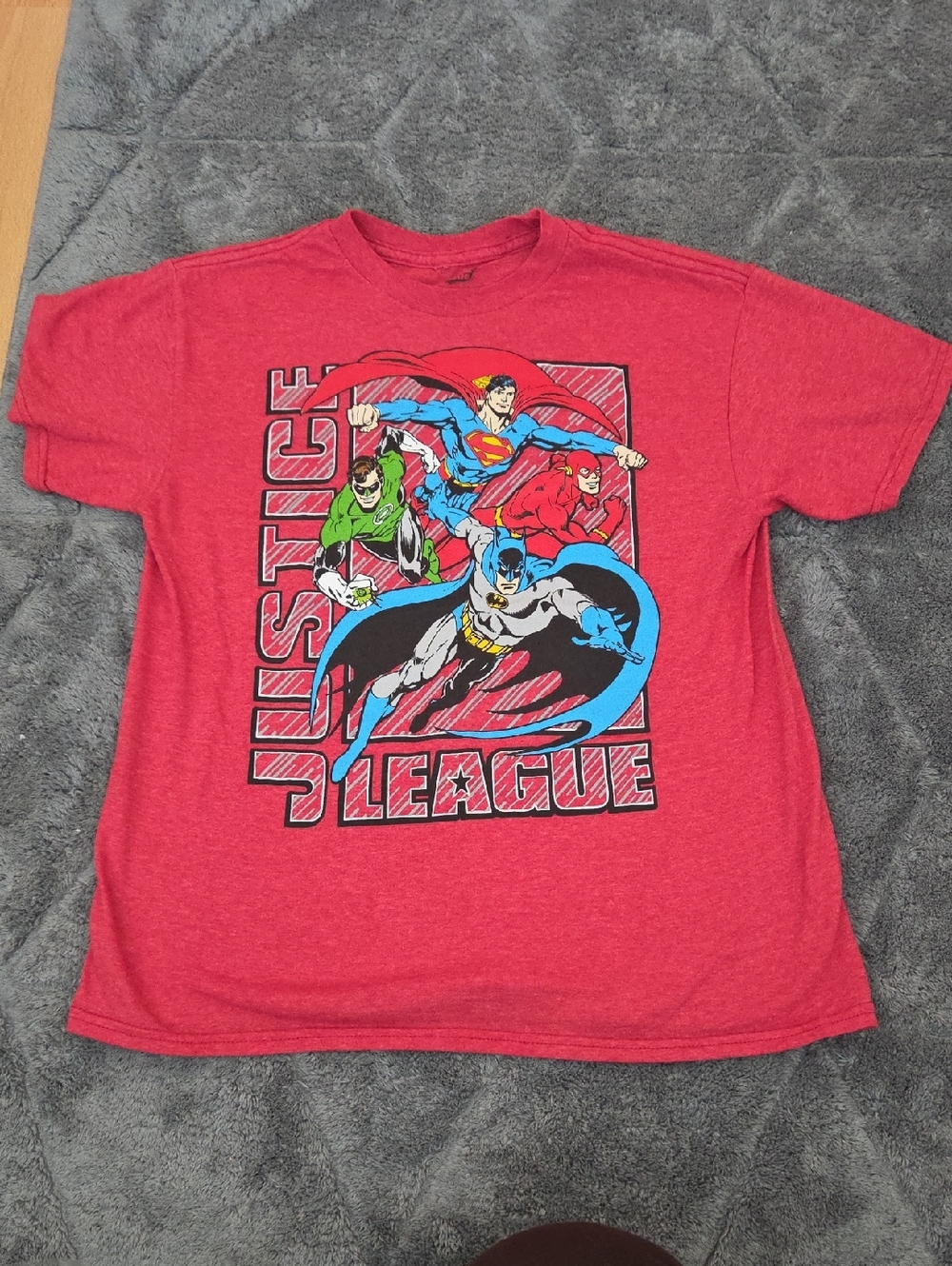 Justice League Red Graphic Tee Boys School Play Active Size 8